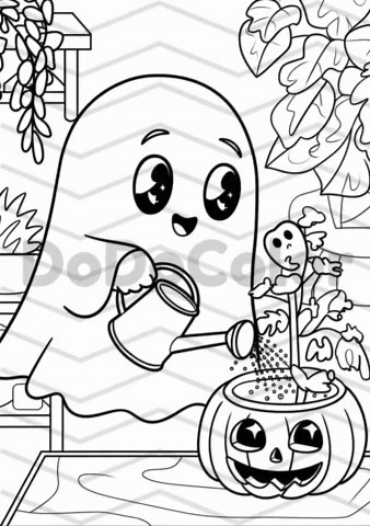 Kawaii Ghost Coloring Pages, Halloween Activity, Printable Art (PDF/PNG) - Etsy