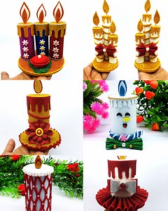 Most Beautiful & Easy Xmas Candle Making Easy Tutorial at Home - Christmas Living Room Decoration Ideas With Glitter Foam Paper Candle #Christmas #decor #Candles | Origami Art & Crafts