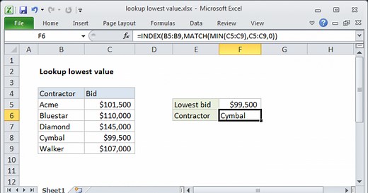 Lookup lowest value
