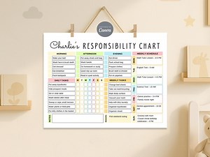 Editable Responsibility Chore Chart for Kids and Teens, Printable Kids Daily Routine, Kid Routine Weekly Schedule, Teens Daily Chore Chart - Etsy
