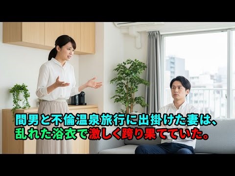 間男と不倫温泉旅行に出掛けた妻は、乱れた浴衣で激しく跨り果てていた。