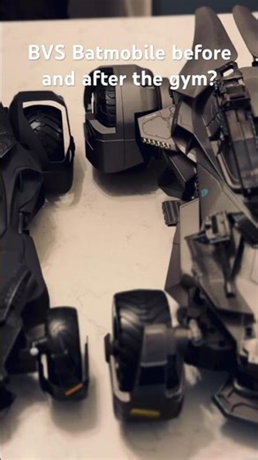 McFarlane BVS Batmobile vs Mattel’s Ultimate Justice League Batmobile.