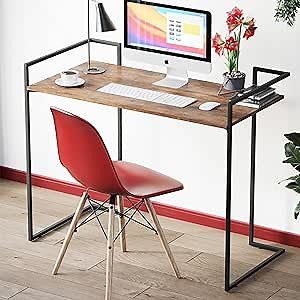 Small Computer Desk for Home Office, Bedroom & College | Industrial Modern Design | Perfect for Small Spaces, Measures 40 Inch.
