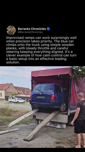 LOADING A CAR WITH WOODEN RAMPS