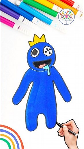 How to Draw Rainbow Friends | Draw Rainbow Friends Blue Easy 🌈👑 #rainbowfriends #short #gaming