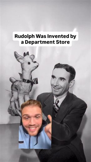 The Real Oshow on Instagram: "Rudolph was invented in the late 1930s during the Great Depression by a department store called Montgomery Ward. At the time, retailers were fighting for Christmas foot traffic. Most handed out coloring books to kids. Montgomery Ward wanted something they could own. So they asked an in-house copywriter, Robert L. May, to create a Christmas character. May wrote a short story about a shy reindeer with a glowing red nose, an outcast who saves Christmas when no one else