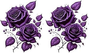 2pcs Purple Rose Vinyl Decal 4.5"x5.5", Elegant Floral Sticker for Car, Laptop, Window, Notebook, Wall, Waterproof & Durable Car Decal Sticker |#AZ141