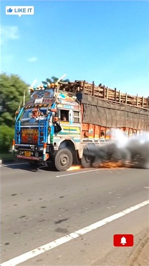Truck Collision on Highway Sparks Flying Under the Truck 😱 #TruckAccident #Highway #Shorts