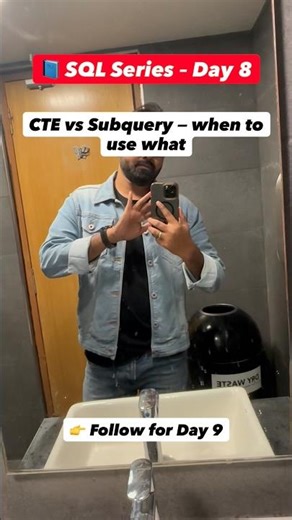 CTE vs Subquery — when to use what. Check Caption ⬇️