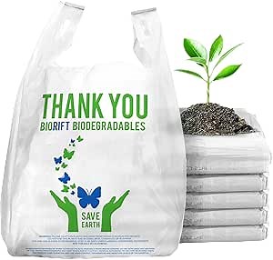 Biodegradable Thank You Bags | 500 Count - Bulk | Extra Thick, Strong, Recyclable, & Reusable | 100% Biodegradable Shopping Bags, Grocery/Restaurant/Supermarket | 12" x 6.5" x 22" | Made in USA