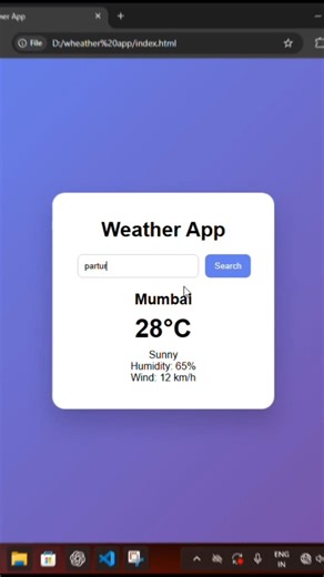 Modern Weather App Using HTML CSS JavaScript 🌦️ | Beginner Friendly@CodeWithHarry#coding projct