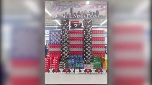 Walmart and Coke teamed up to create this display marking 15 years since the Sept. 11 terrorist attacks... and it is sparking outrage across the country. Watch: http://via.fox13now.com/CfsDH | FOX 13 News