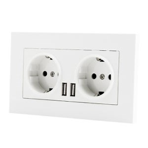 [Hot Item] Durable in Use EU Standard Double Electric Socket Witch USB White/Black/Gold Color