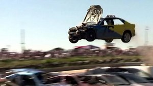 Drivers take part in Car Jumping Competition