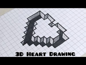 Easy 3d drawing on grid paper 😍| 3d Heart Drawing 💓|