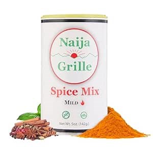 Naija Grille Seasoning - Mild - All Purpose Spice Mix for Chicken, Beef, Fish, Vegetables, and More - Elevate Flavor with Versatile Seasoning for Cooking, Grilling, BBQ, and Frying - Perfect for Every Dish - 5 oz