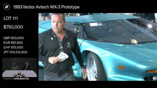 【逼车再次拍卖】VECTOR WX3 Broadway auction, Monterey 2023