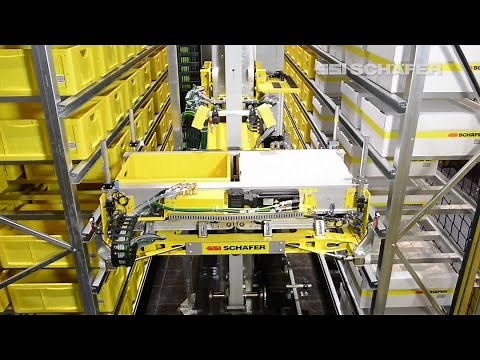 Regalbediengerät für Behälter, Kartons, Tablare - Schäfer Miniload Crane