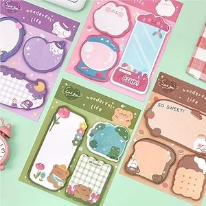 [Hot Item] 20 Sheets Cartoon Combination Sticky Note Message Rabbit Bear Stickers