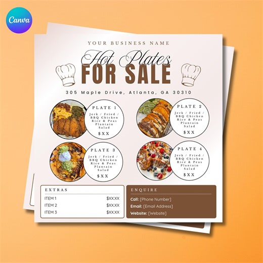 Catering Services Flyer Template | Editable Restaurant Marketing (1080x1080px) Canva - Etsy