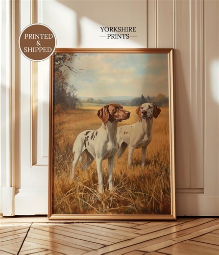 Vintage Hunting Dogs Oil Painting Print, English Pointer Dogs Wall Art, Rustic Country Decor - Etsy