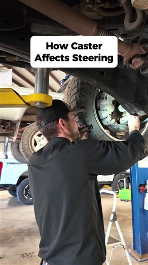 What Happens to Your Steering When Caster Angle Is Off Think of a shopping cart wheel that shakes and wobbles constantly. When your caster angle drops below four degrees after a level kit your steering loses its return to center and becomes unstable on bigger tires. Did you know your level kit affected your caster angle? #TruckSuspensionFixes #WhitefaceFord #SuperDuty