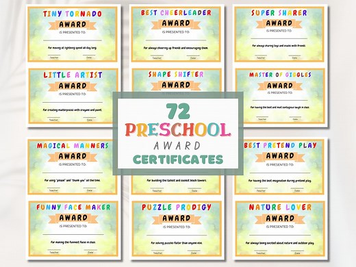 Printable Preschool Awards Certificates- Editable Pre-k School Graduation Awards, End of Year Class Superlatives Template, Gift From Teacher - Etsy