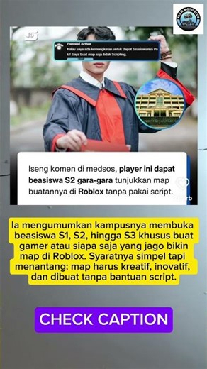 jago bikin map di Roblox, dapat beasiswa