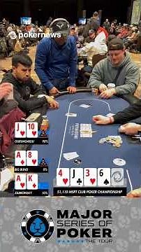 A massive three-way all-in💥 on Day 2 of the @msptpoker Club Poker Championship 🏆♣️