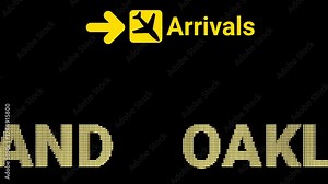 Black Background: OAKLAND Airport’s Animated LED Sign Board Shines Bright. Suitable for website banners or corporate videos focused on aviation and global connectivity