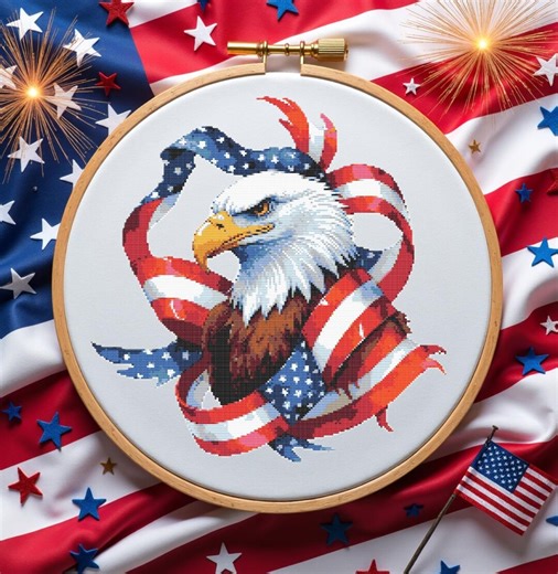 4th of July Patriotic Eagle Digital Cross Stitch Pattern PDF, Instant Download, Pattern Keeper - Etsy