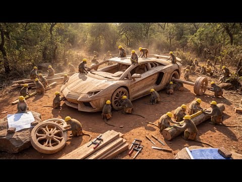 I Can’t Believe These Highly Intelligent Monkeys Built a Wooden Lamborghini Aventador from Scratch