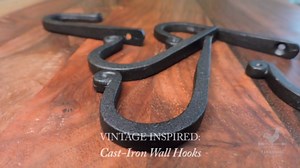 Larger Railroad Spike Cast Iron Hooks (5 Pack) Handmade Blacksmith, Wall Mounted, Farmhouse Decor Cast Iron Wall Hooks, Vintage Hooks for Hanging (Black)