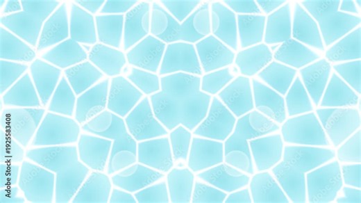 Close-up view of a swimming pool's cracked mosaic tile surface with turquoise water