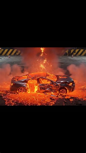 AI Crash Test 2: Car Smashes Lava | Realistic Deformation #carexplosion #beamngexperiments