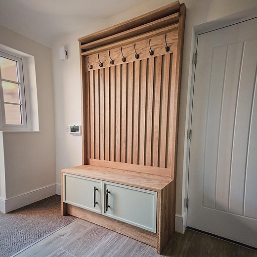 Oak Monks Bench – Entryway Shoe Storage & Coat Rack Seat, Custom Handmade Hallway Furniture - Etsy UK