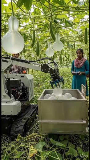 AI Robot Harvesting Transparent Bottle Gourd | Future Farming Concept 🤖🥒#farming #shorts #technology #robot #fyp