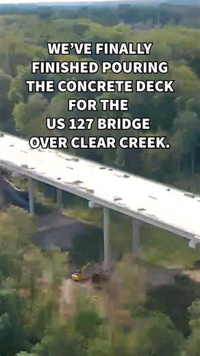 487K views · 2.1K reactions | When a bridge is 1,425 feet long like the US 127 bridge over Clear Creek, it can take A LOT of concrete pours to fill the bridge deck. In fact, this took about 9,600 cubic yards of concrete, which would fill about three Olympic-sized pools. It’s part of the larger SR 28/US 127 project to improve the roadway in Cumberland and Fentress Counties. | myTDOT | Facebook