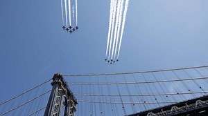 Blue Angels and Thunderbirds fly over NYC to honor front-line workers