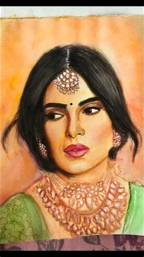 Painting Priyanka Chopra in Watercolor #art #shorts #priyankachopra #watercolor