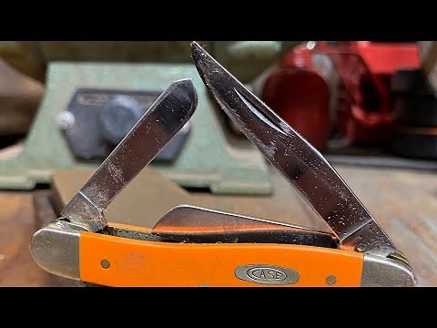 Getting a sharp edge on a Case Stockman 3 blade knife.