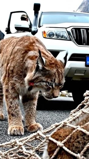 A Kind-Hearted Man Rescued a Baby Lynx Trapped in a NeT... #saveanimals #animalrescue #shorts