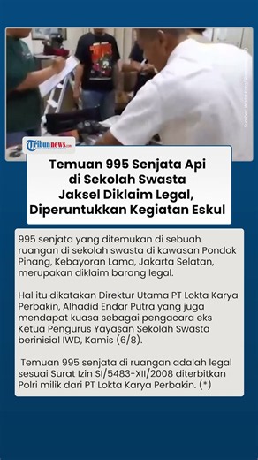 Temuan 995 Senjata Api di Sekolah Swasta Jaksel Diklaim Legal, Diperuntukkan Kegiatan Eskul