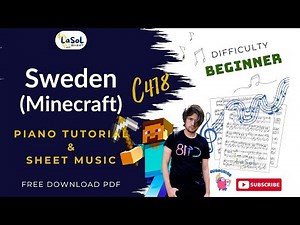 SWEDEN (MINECRAFT) | PIANO TUTORIAL & SHEET MUSIC (FREE) | Beginner Ver.