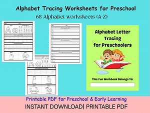 Alphabet Letter Tracing Worksheets for Preschoolers | Printable PDF | Instant Download| Preschool and Early Learning - Etsy