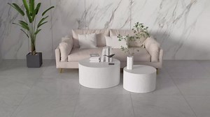 JURMALYN Black Round Coffee Table Set of 2 for Living Room Circle Nesting Coffee Table Set Modern Fluted Drum Coffee Table Side Tables for Apartment Office