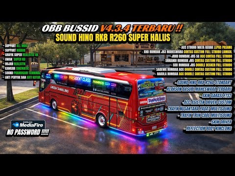 UPDATE !! OBB BUSSID V4.3.4 TERBARU SOUND HINO RK8 R260 GRAFIK ETS2 HD FULL ROMBAK BUS