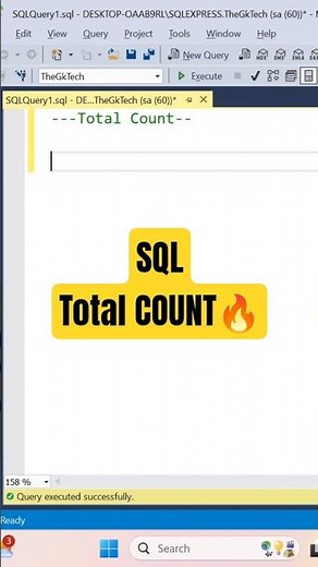 SQL Total Count in 30 Seconds 🔥 | COUNT(*) Explained Simply