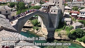 5K views · 67 reactions | Hands down- This is one of the most SHOCKING feats I've ever witnessed. In Mostar, Bosnia, it's a tradition for young locals to dive 24 meters off the Stari Most Bridge. Could you handle it? Stari Most Bridge, Mostar Restaurant Old Bridge - Restoran Stari Most Slastičarna Stari Brend #mostar #starimostbridge #diving #adrenaline @rRotem Gutman | Natasha Kirtchuk | Facebook