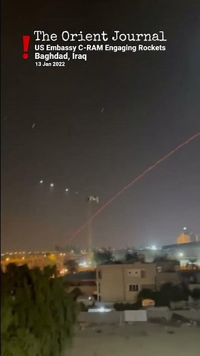 US Embassy Baghdad C-RAM engaging inbound rockets in Iraq 13/01/22